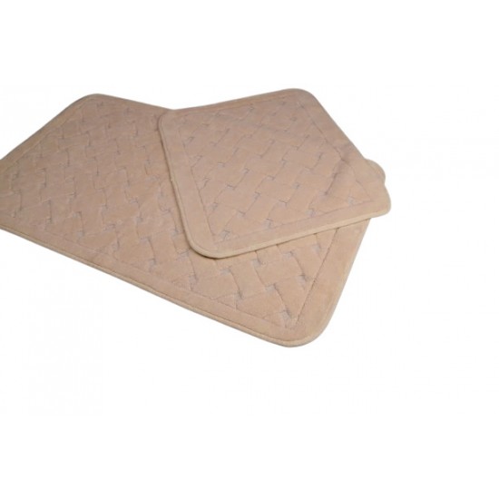 Set de 2 covoare pentru baie din Bumbac 100%, Hamper, Bej