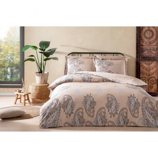 Lenjerie pentru pat dublu, TAC, Herna Bej (Bumbac Dublu Satinat DELUXE)