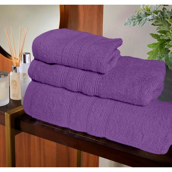 Set 3 Prosoape de baie din bumbac 100%, 550gsm, Mov