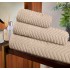 Set 3 Prosoape de baie din bumbac 100% cu model Jacquard, 550gsm, Bej