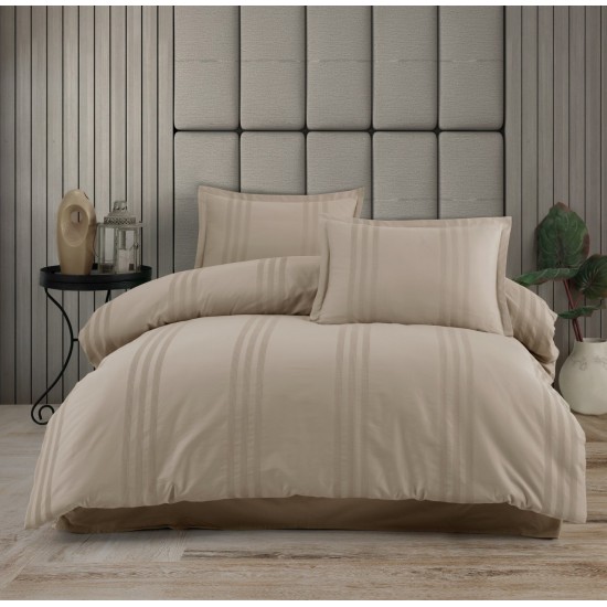 Lenjerie pentru pat de 1 persoana , Bumbac 100%, Melkor, Bej