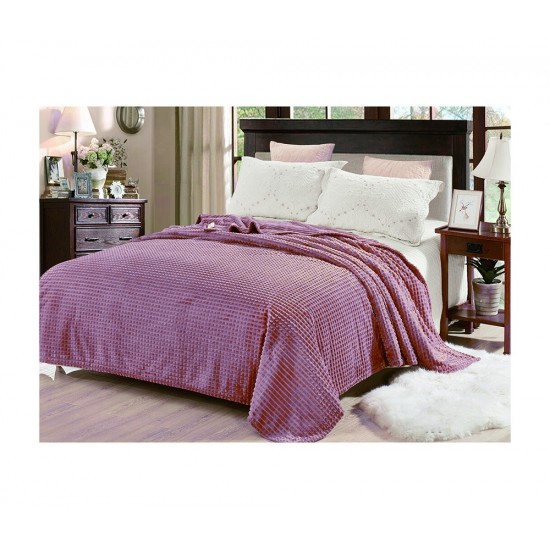 Pătură pufoasă Premium, model embosat cu pătrățele, 200x220cm Lila