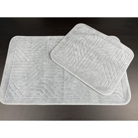 Set de 2 covoare pentru baie din Bumbac 100%, Braid, Gri