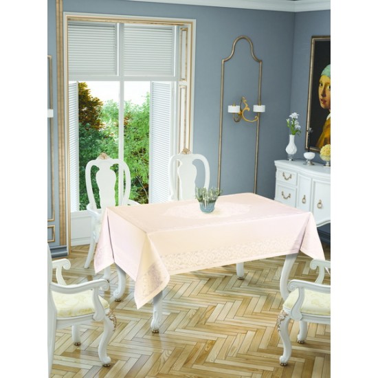 Față de masă Valentini Model Gold Etamin, 150x220cm, Crem