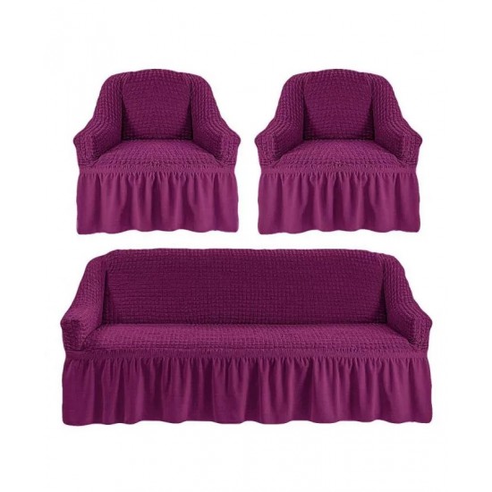 Set Huse elastice pentru Canapea de 3 locuri + 2 Fotolii, Fucsia