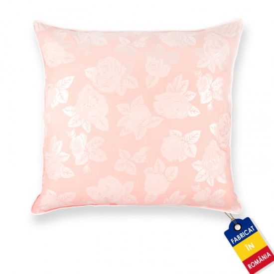 Perna Boema cu puf si pana de gasca, 70X70 cm, Roz