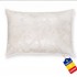 Perna Boema cu puf si pana de gasca, 50X70 cm, Alb cu Trandafiri Argintii