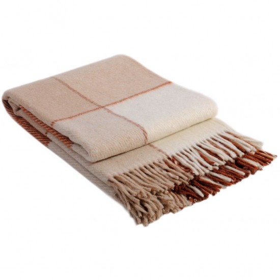 Pătură din lână, model Elf1 Bej, Cărămiziu, Alb 140x200cm