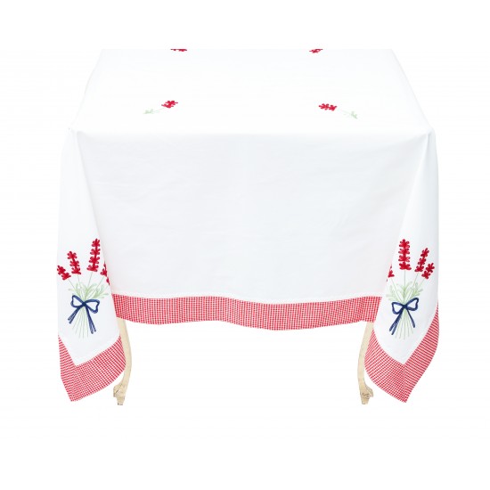 Față de masă din Bumbac cu broderie BK048 Roșu