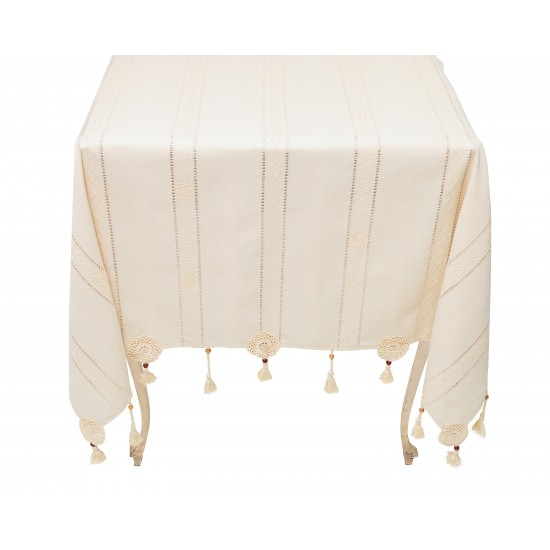 Față de masă din Bumbac cu broderie CC014 Ecru
