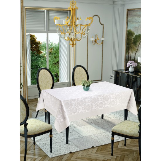 Față de masă eleganta cu tesatura Jacquard (Damasc) Neocotton Alb