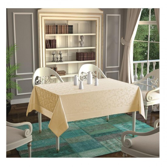 Față de masă eleganta cu tesatura Jacquard (Damasc) Neocotton Bej Cappuccino