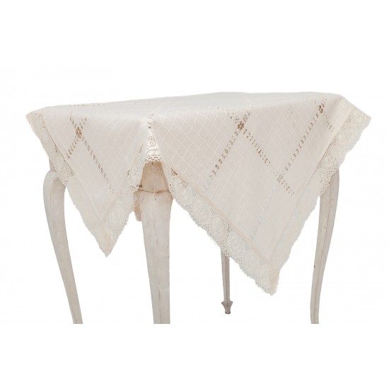 Față de masă din Bumbac cu broderie PR102 Ecru